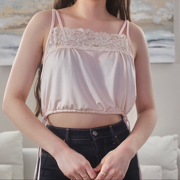 UO Lace Lingerie Crop Top Silky Adjustable Hem - SOLD - Picture 2 of 5
